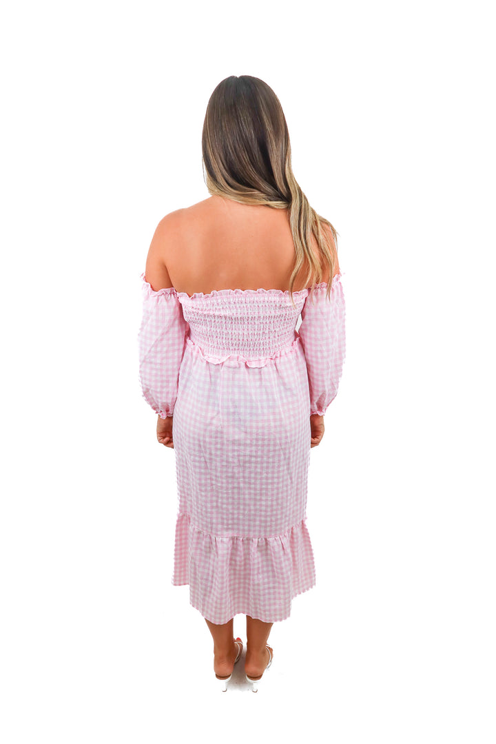 r.vivimos pink gingam dress (m)