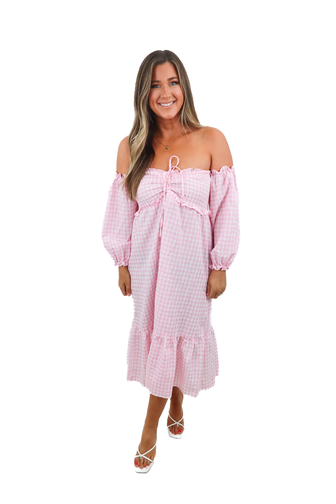 r.vivimos pink gingam dress (m)