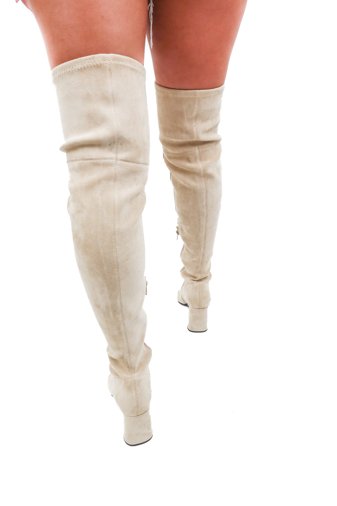 jeffery campbell tan suede thigh high boots (8.5)