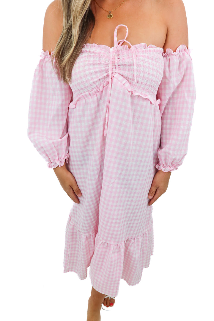 r.vivimos pink gingam dress (m)