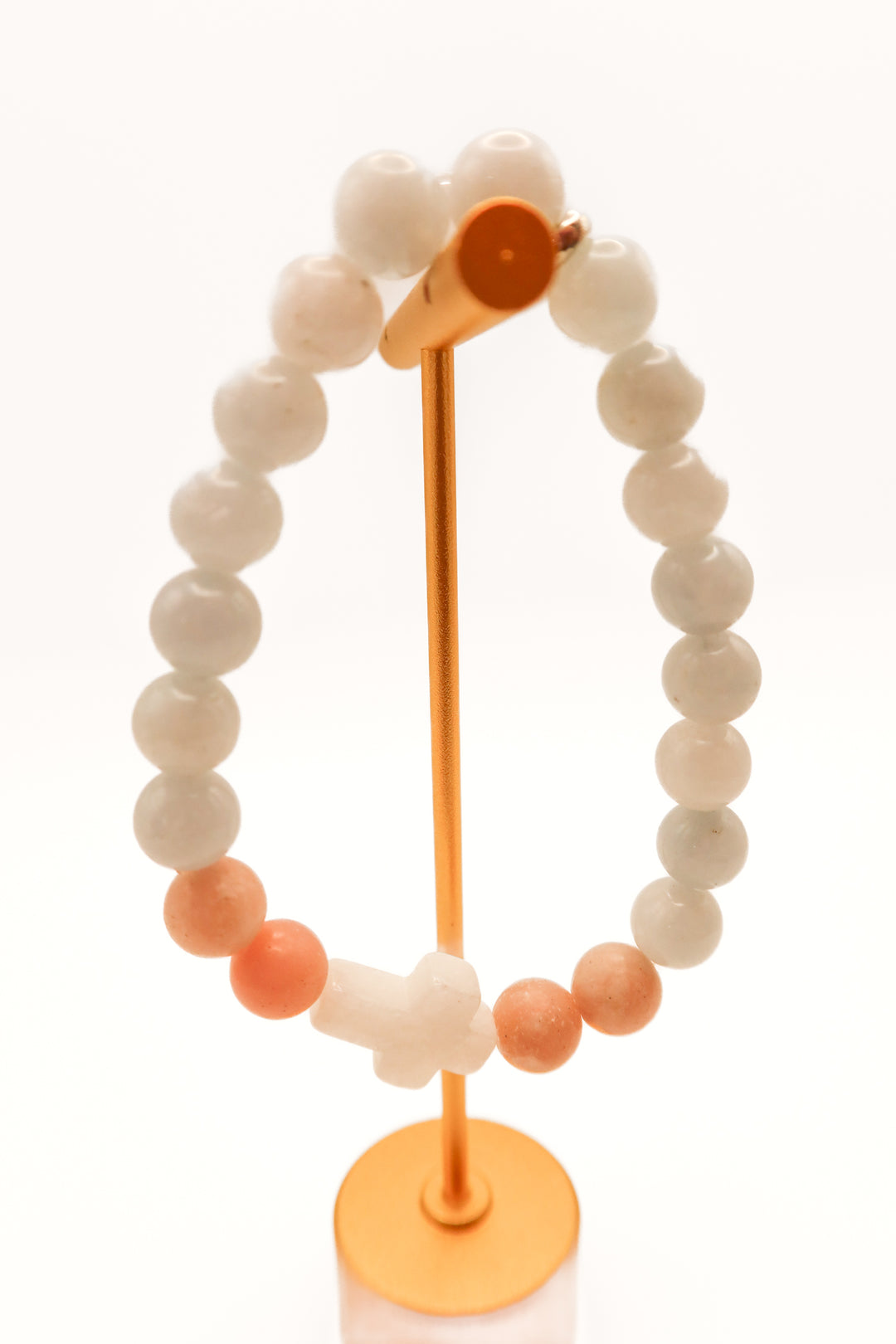 Neutral beaded cross bracelet
