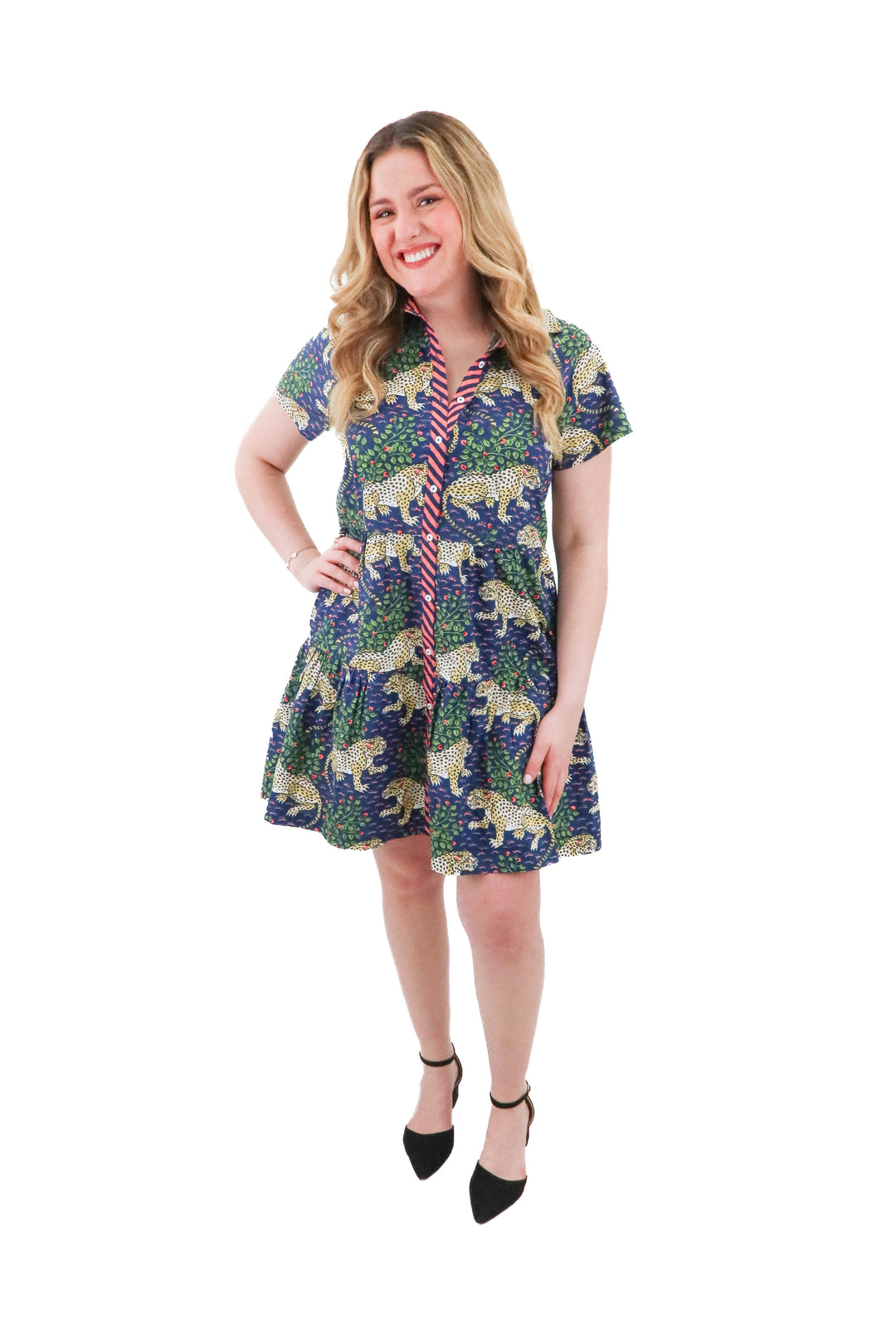 printfresh animal print buttondown dress (l; retail $198)