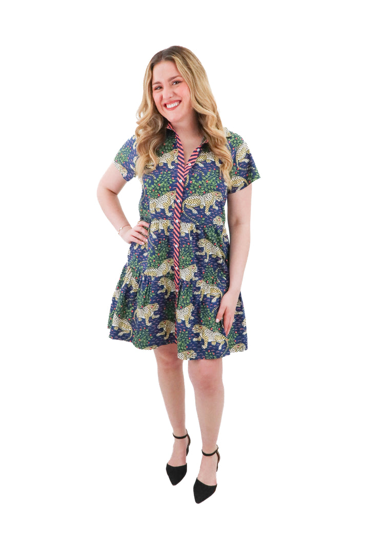 printfresh animal print buttondown dress (l; retail $198)