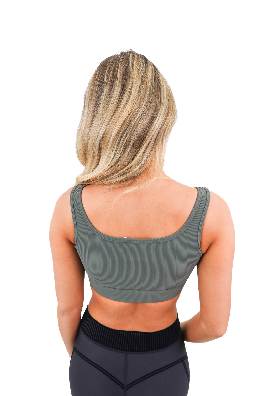 kittenish green ribbed sports bra (s)