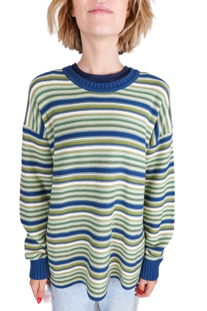The Upside blue/green striped sweater NWT (S; retail $220)
