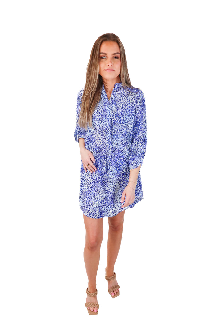Rebecca Taylor blue cheetah dress (2; retail $395)