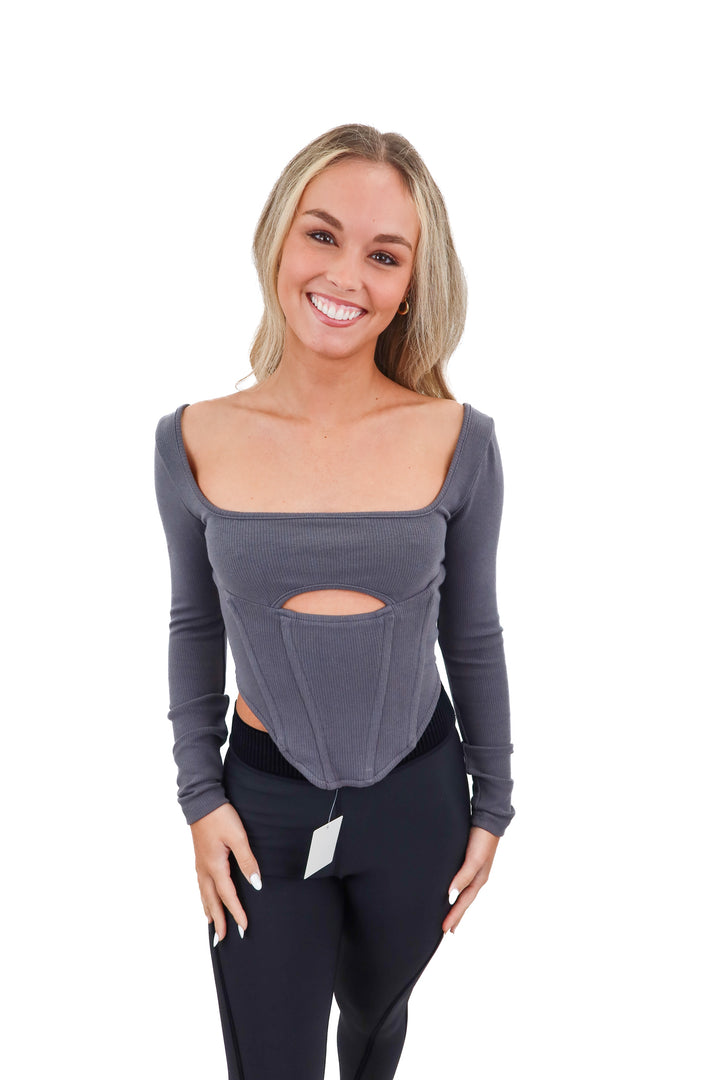 Atoir Slate Grey Corset Top NWT (XS)