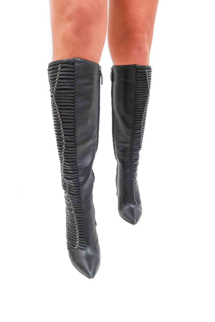 loriblu black strappy tall boots (37)