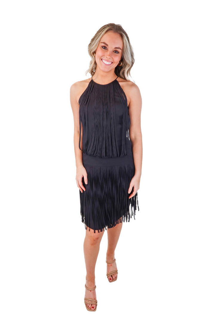 Catherine malandrino black fringe dress (2)*