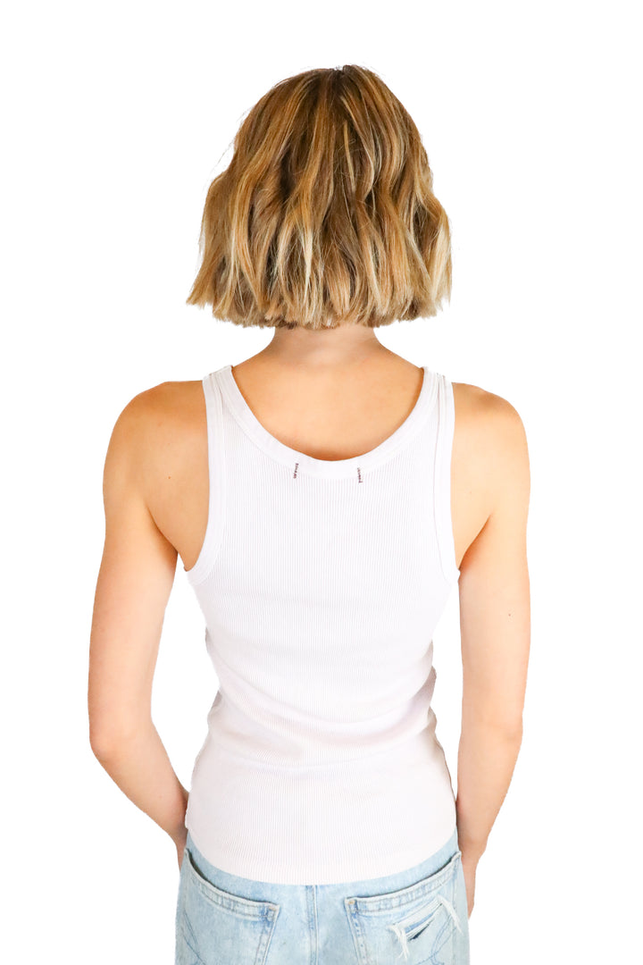 Amo White Ribbed Tank Top (S; retail $85)
