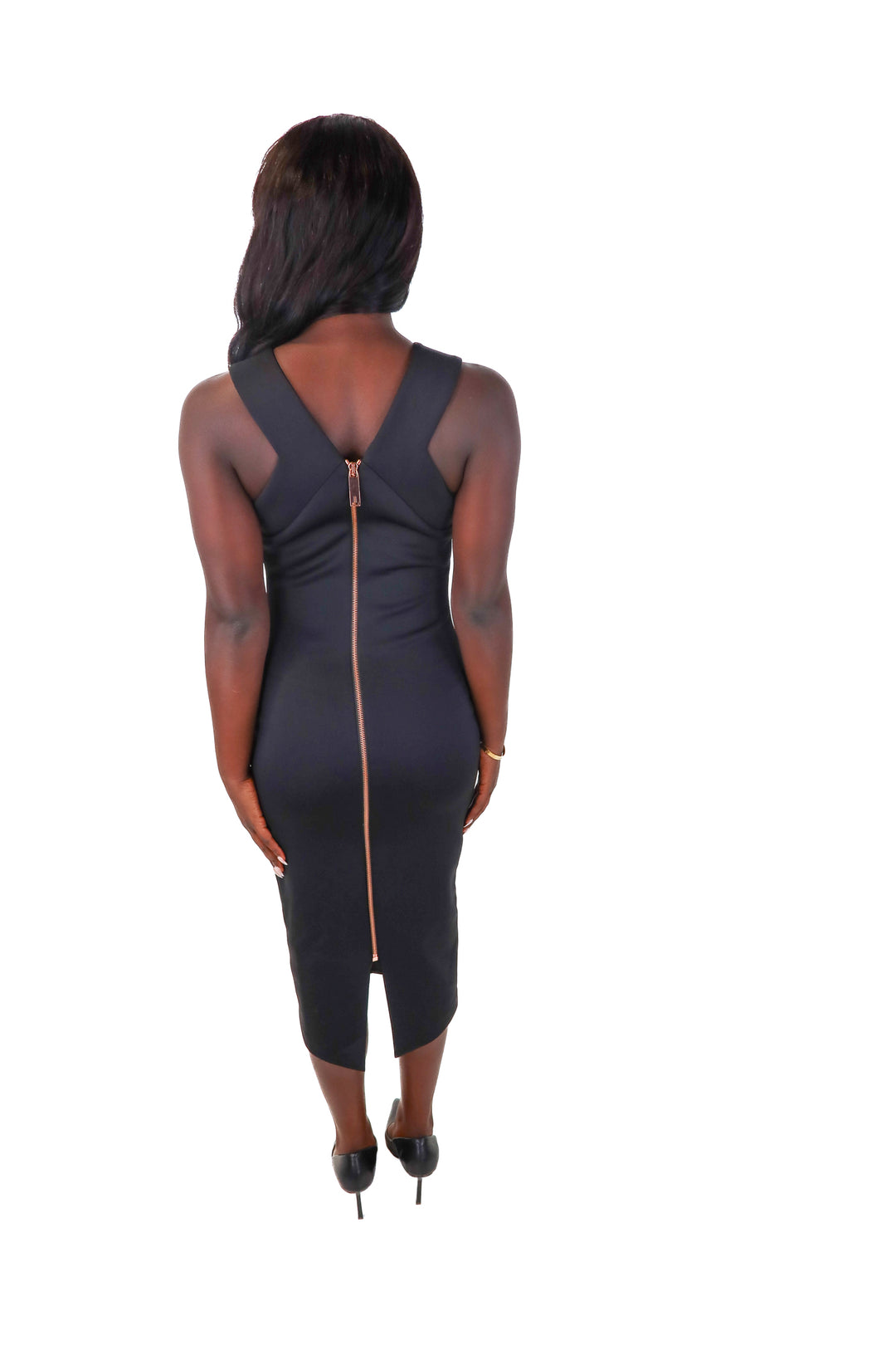 BCBG black cowl midi dress (XXS)