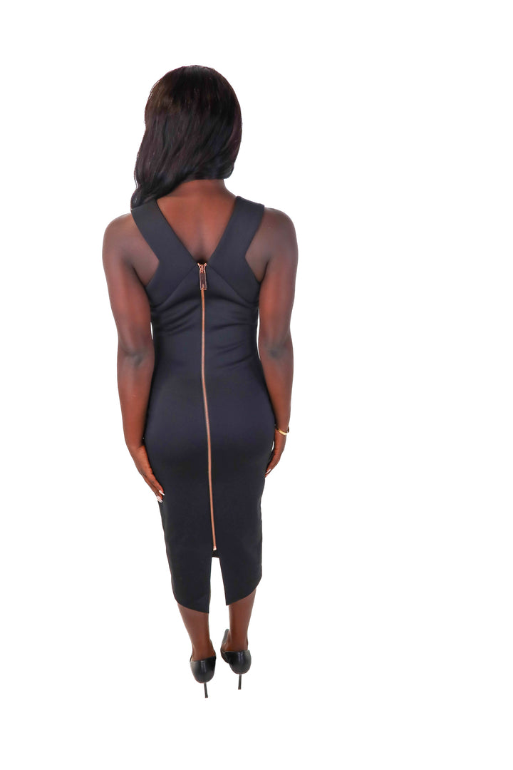 BCBG black cowl midi dress (XXS)