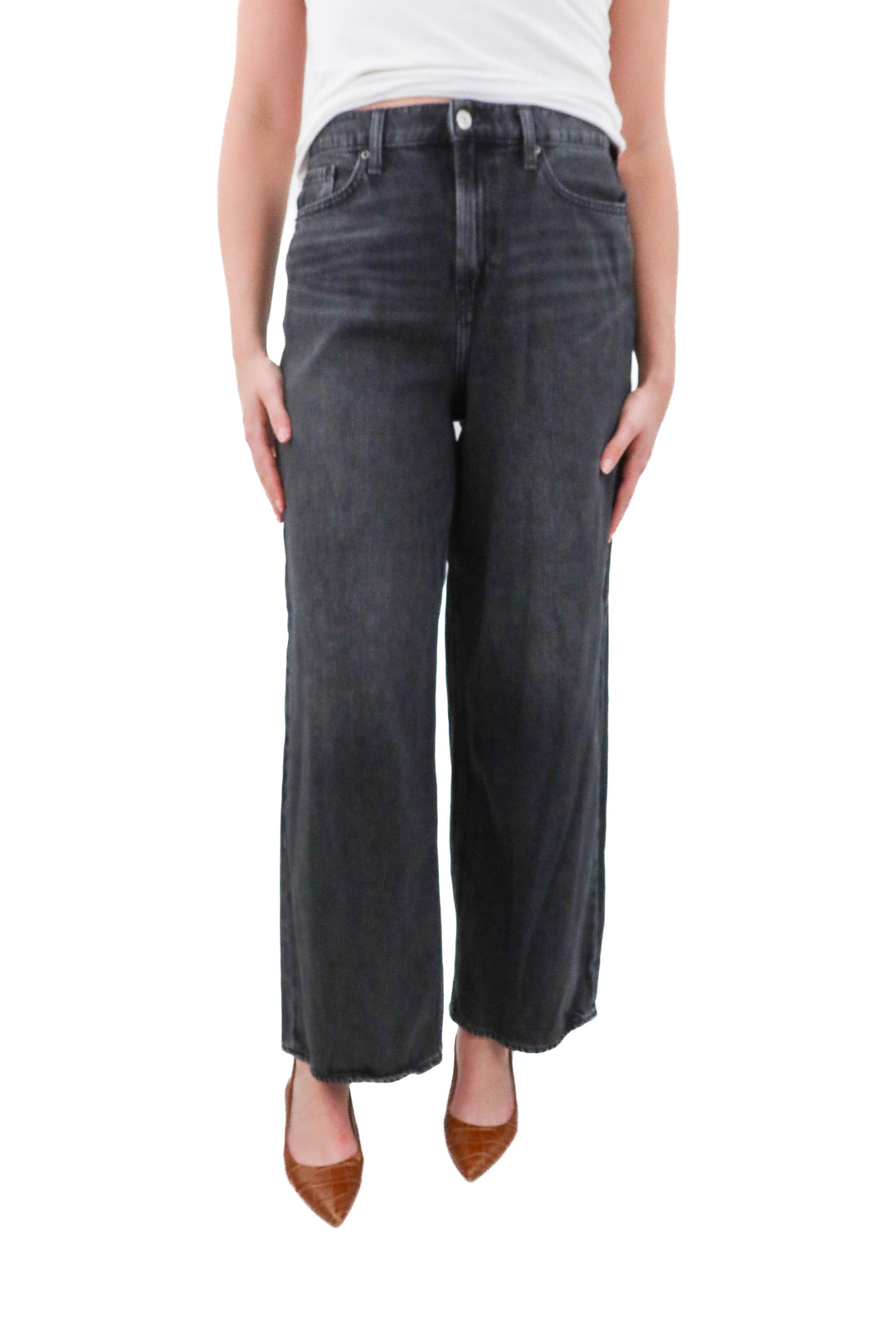 old navy black baggy wide leg high rise jeans (10)