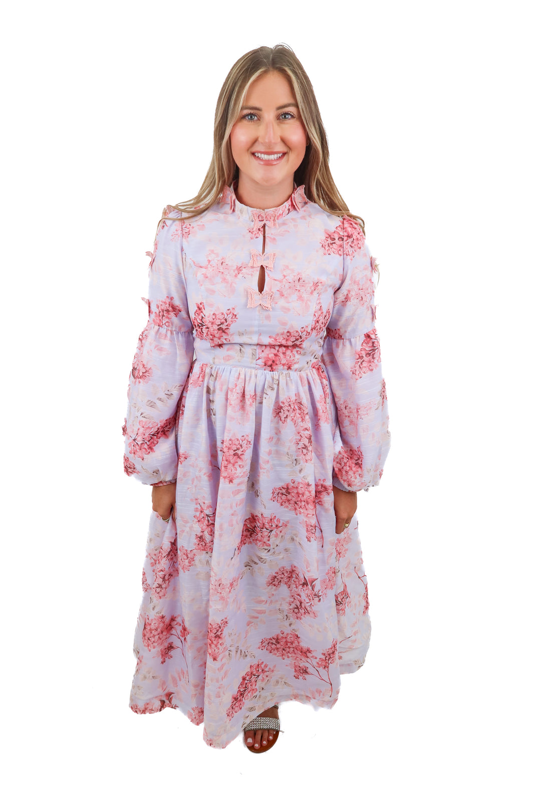 ina purple floral maxi dress (s)