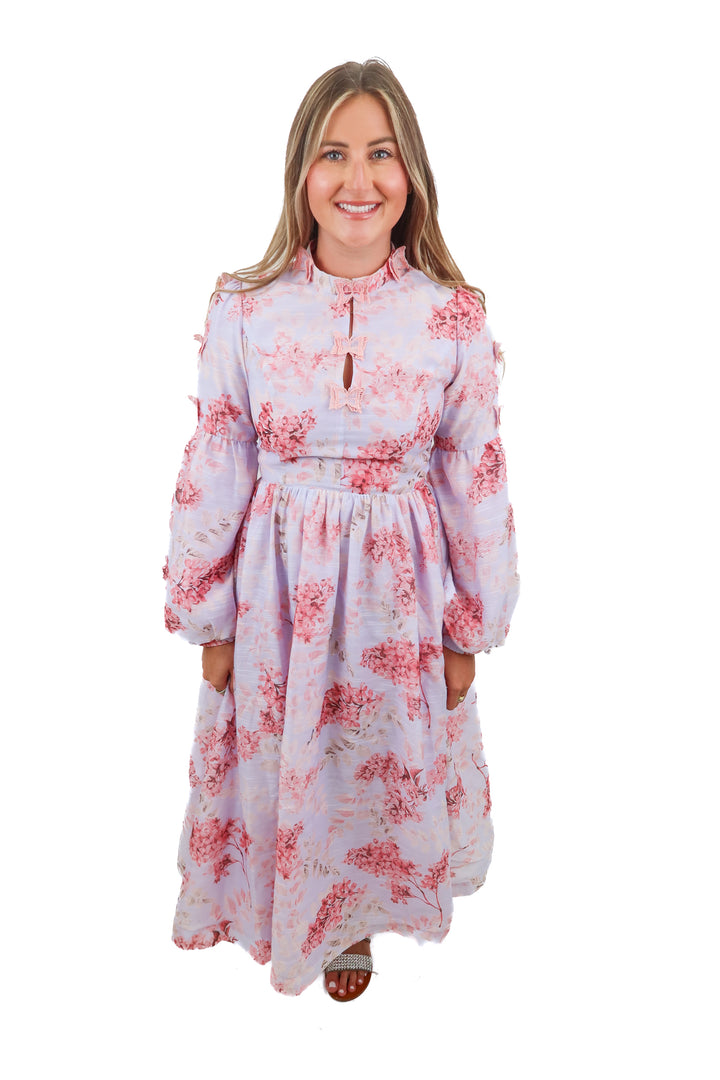 ina purple floral maxi dress (s)