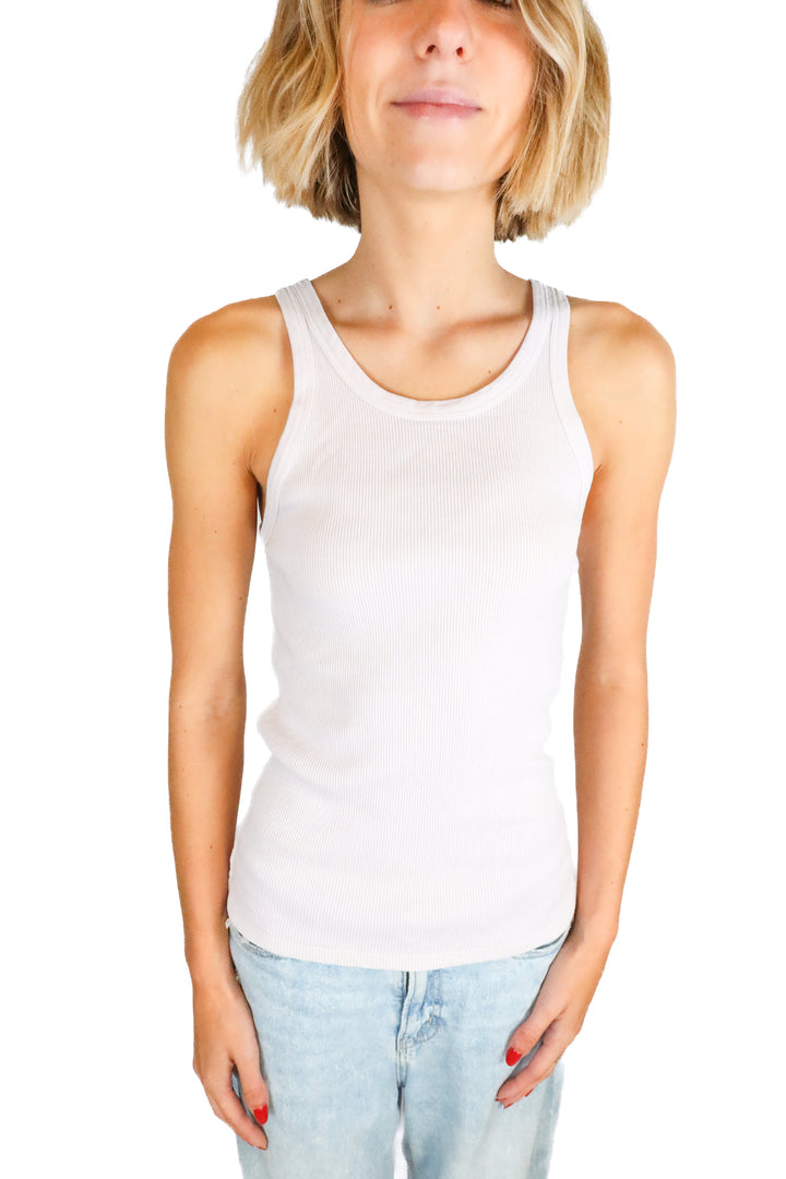 Amo White Ribbed Tank Top (S; retail $85)