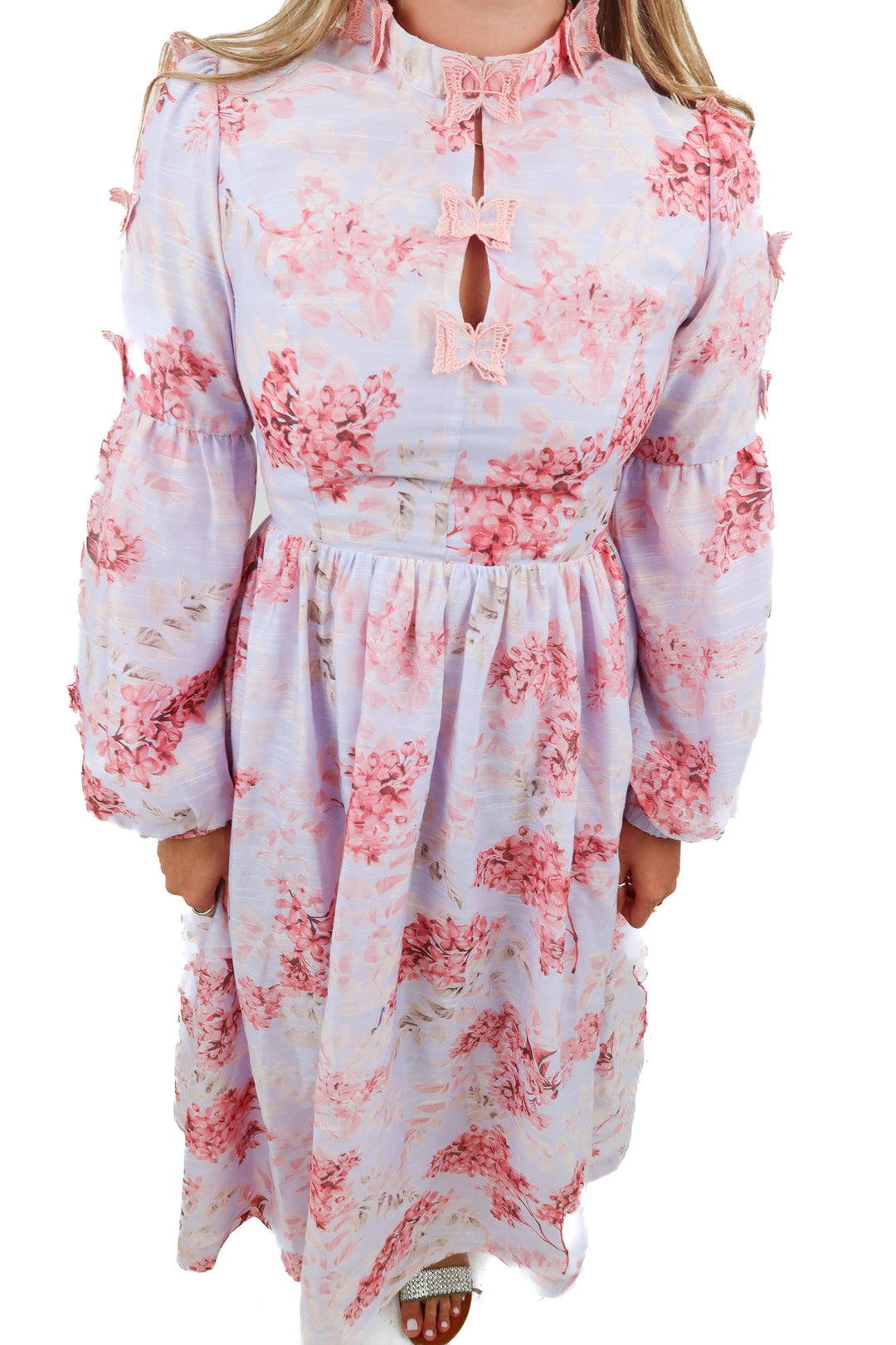 ina purple floral maxi dress (s)
