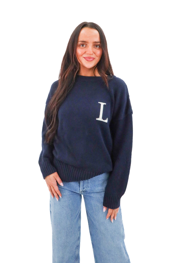 lauge navy knit sweater (s; retail $311)