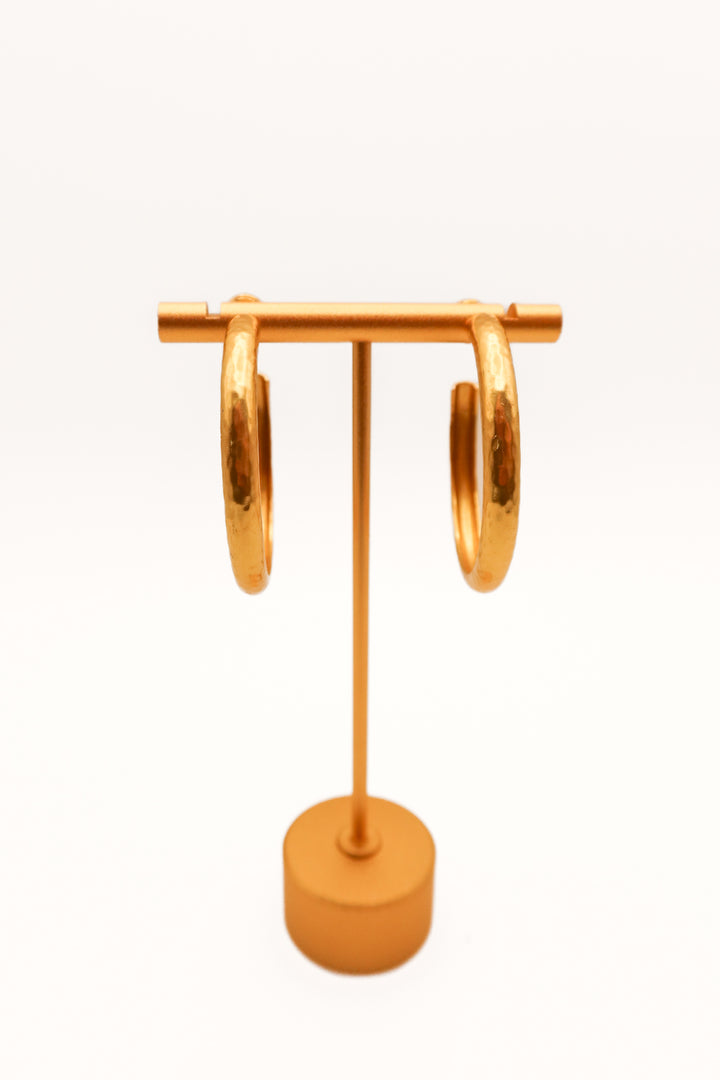Gold hammered medium sized hoops