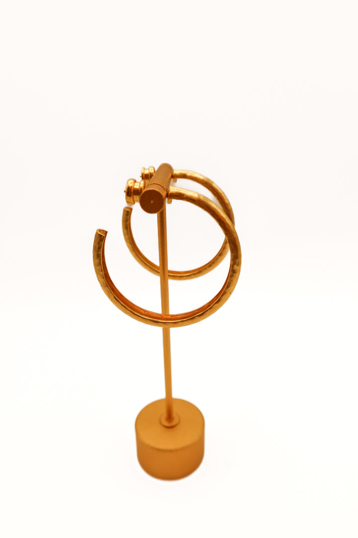 Gold hammered medium sized hoops