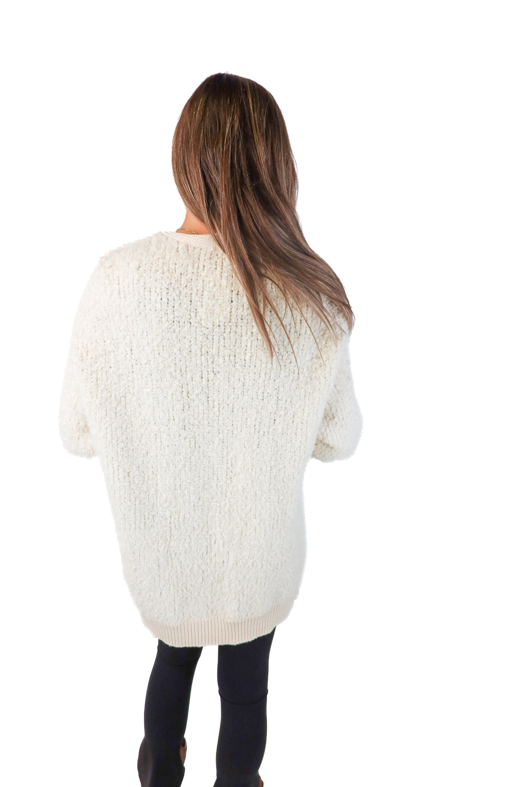 Vince cream thick fuzzy cardigan (s)