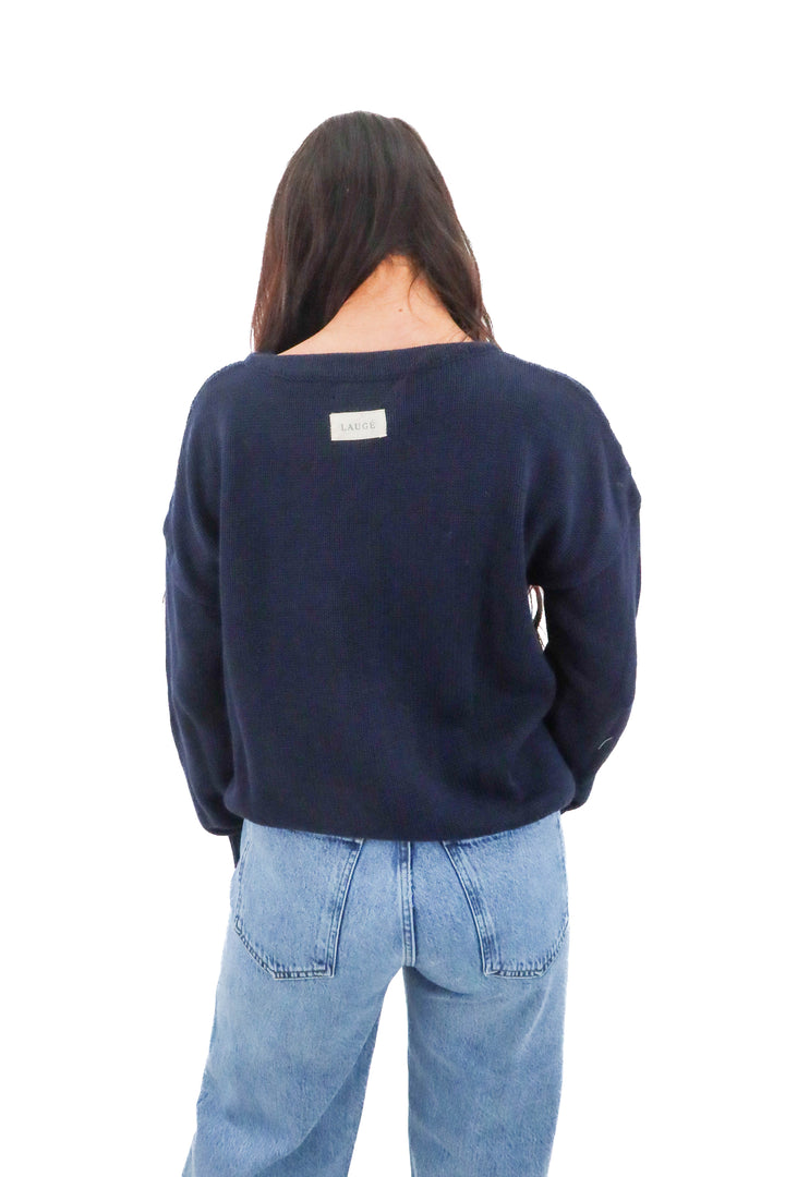 lauge navy knit sweater (s; retail $311)