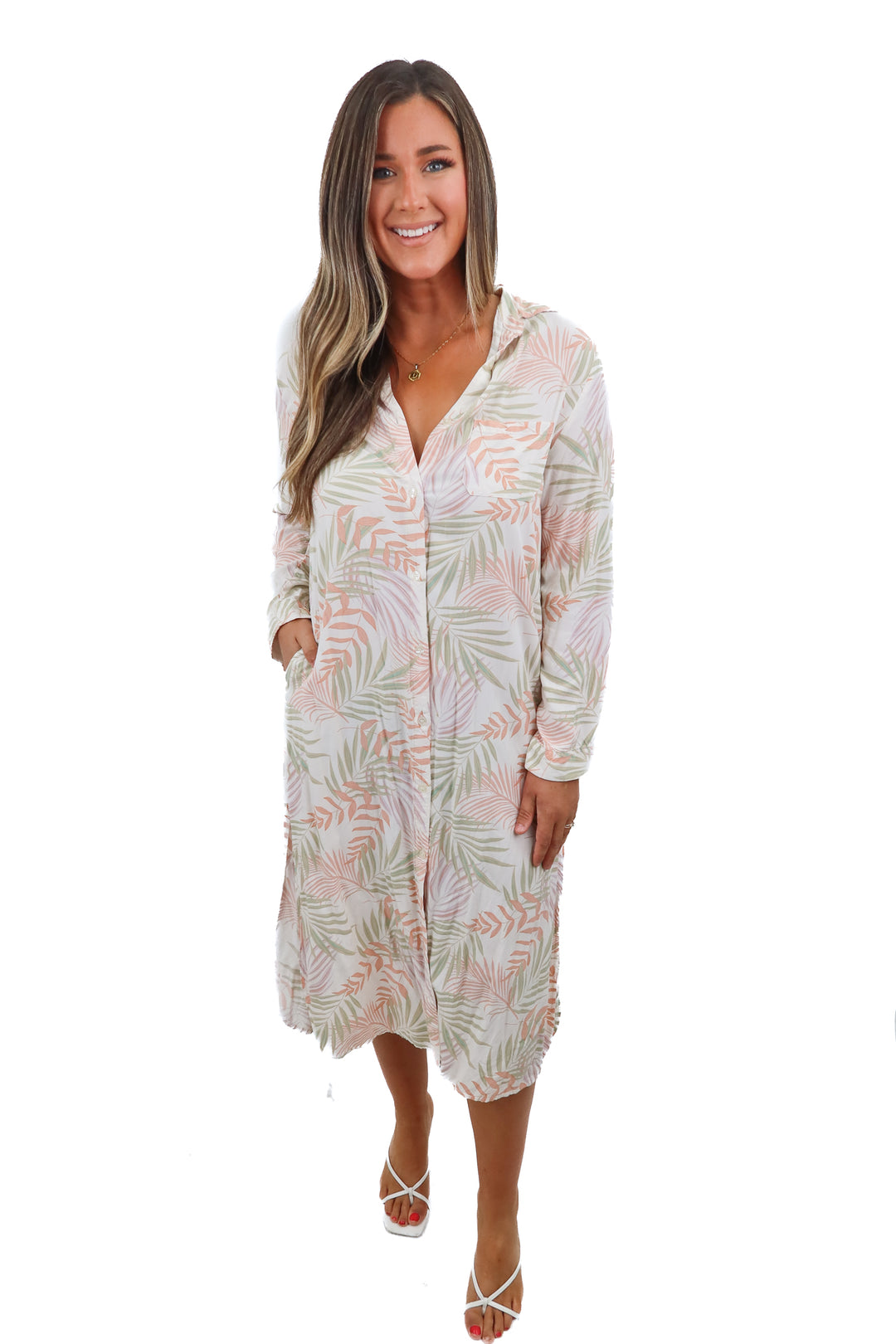 dress forum tropical button up dress (s)