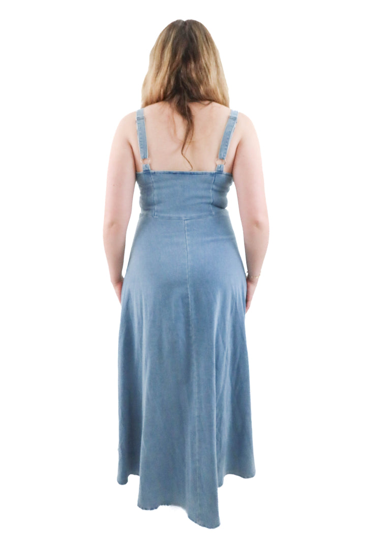 selfie leslie denim maxi dress (xl; retail $110)