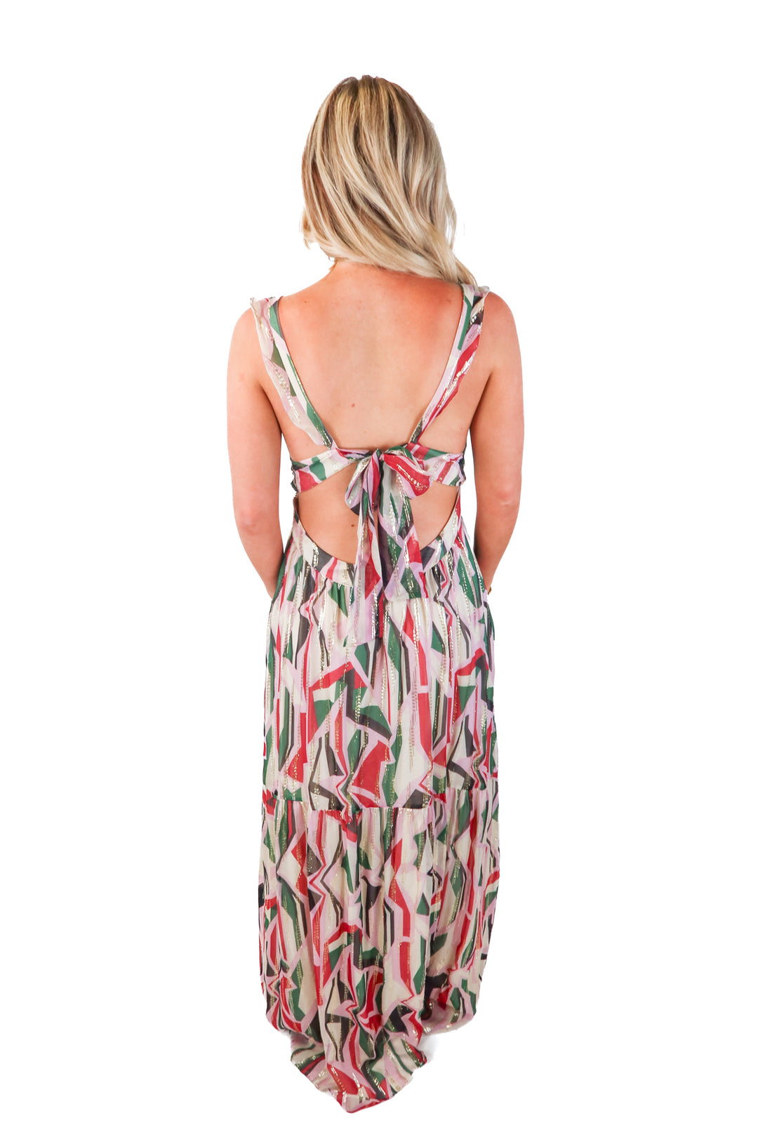 Ba&sh colorful metallic maxi dress (m)