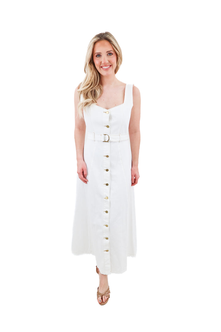 petal and pup white denim dress (m)
