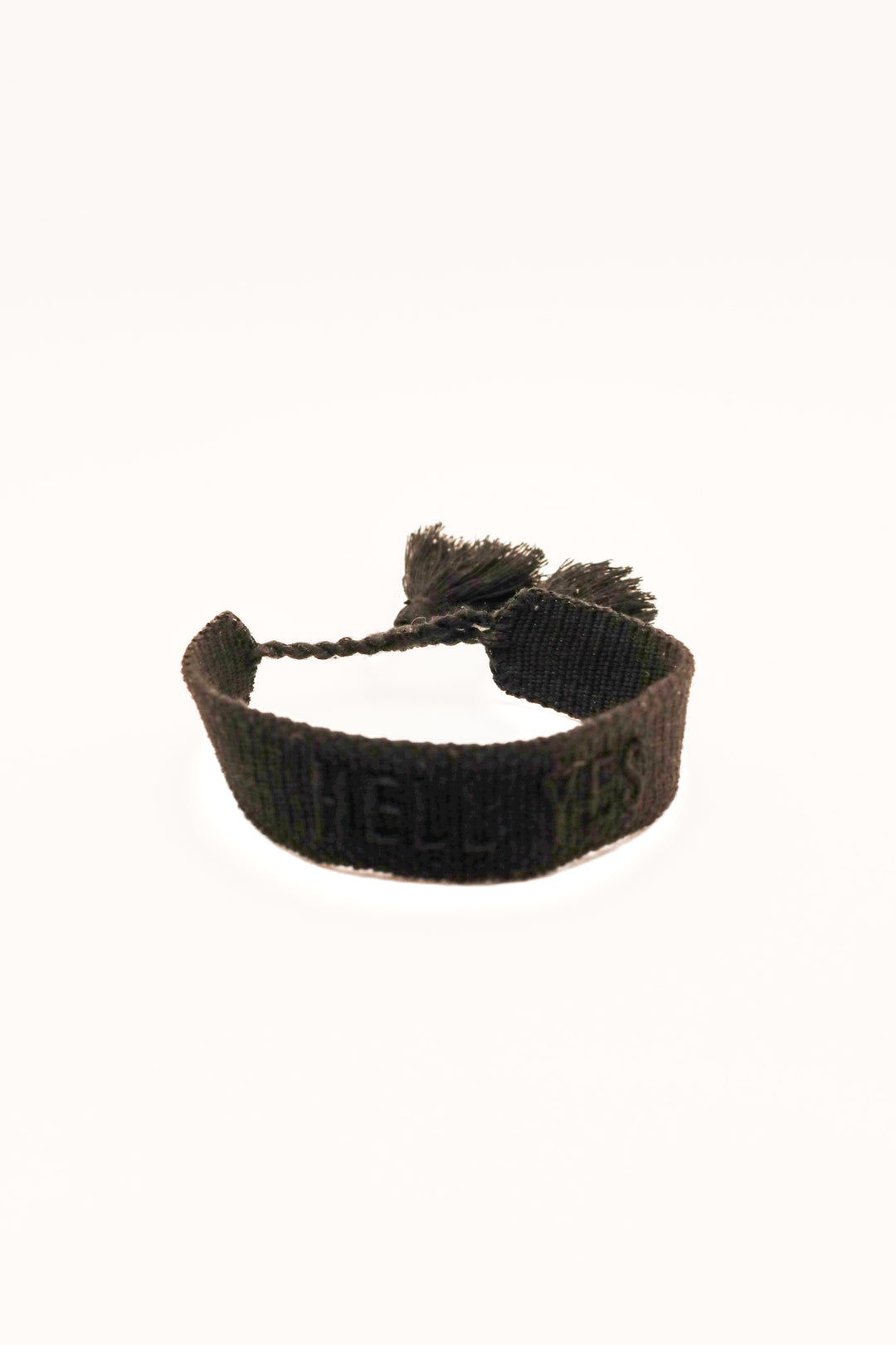 Black “hell yes” knit bracelet