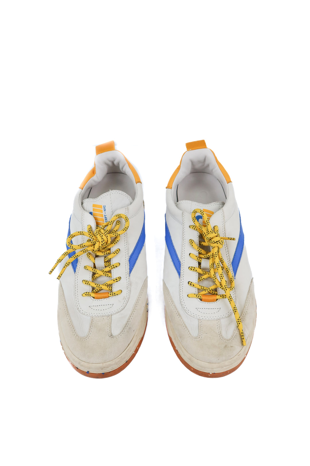 Oncept blue and yellow sneakers (10; retail $275)