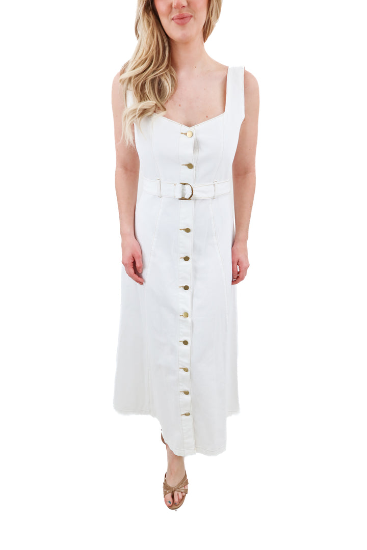 petal and pup white denim dress (m)