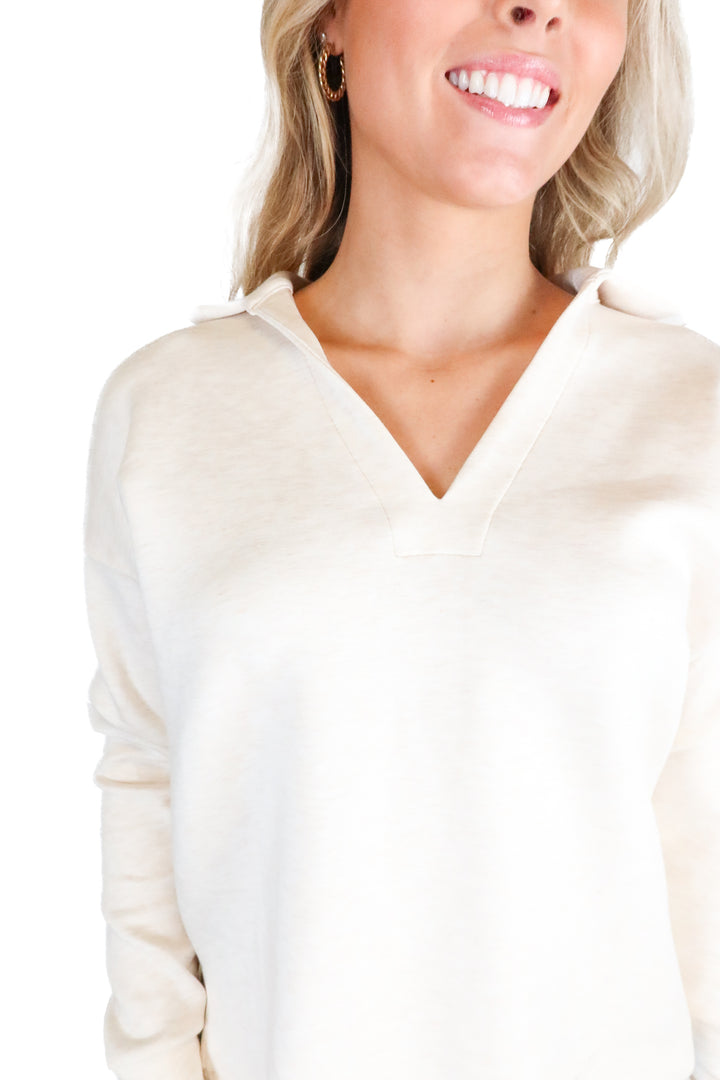 Spanx Beige Heather V-neck Pullover (S; retail $128)