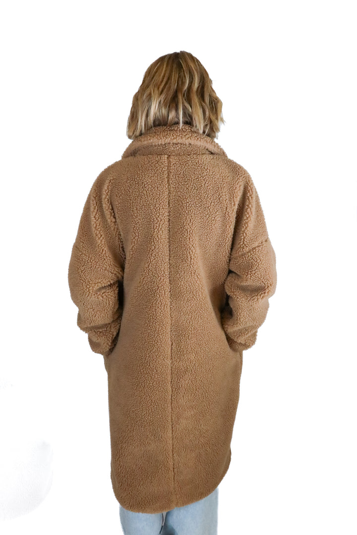 Missguided Light Brown Teddy Coat NWOT (6; retail $69.99)
