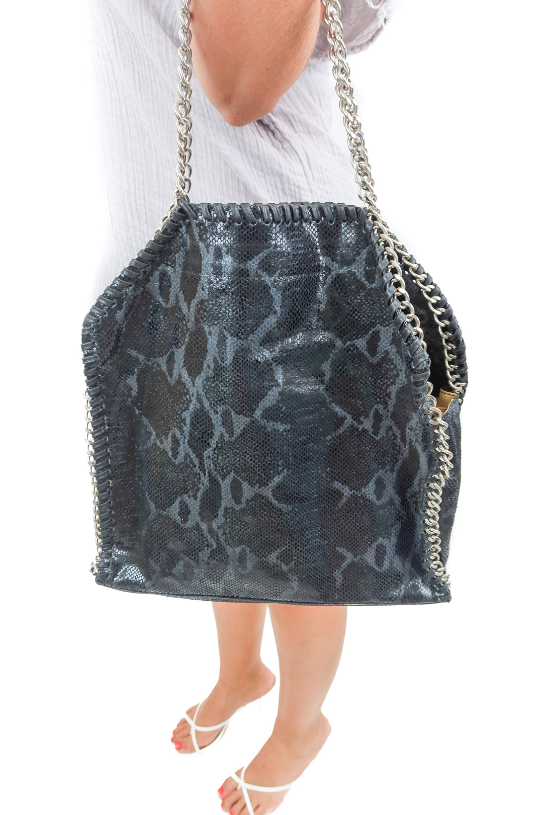 leopard print bag with chain detail