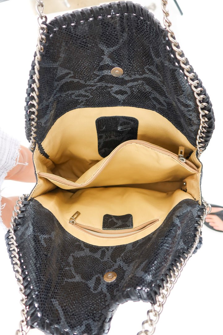 leopard print bag with chain detail