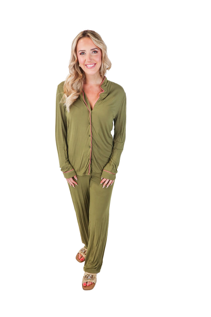 Nordstrom green/pink pj set (s)