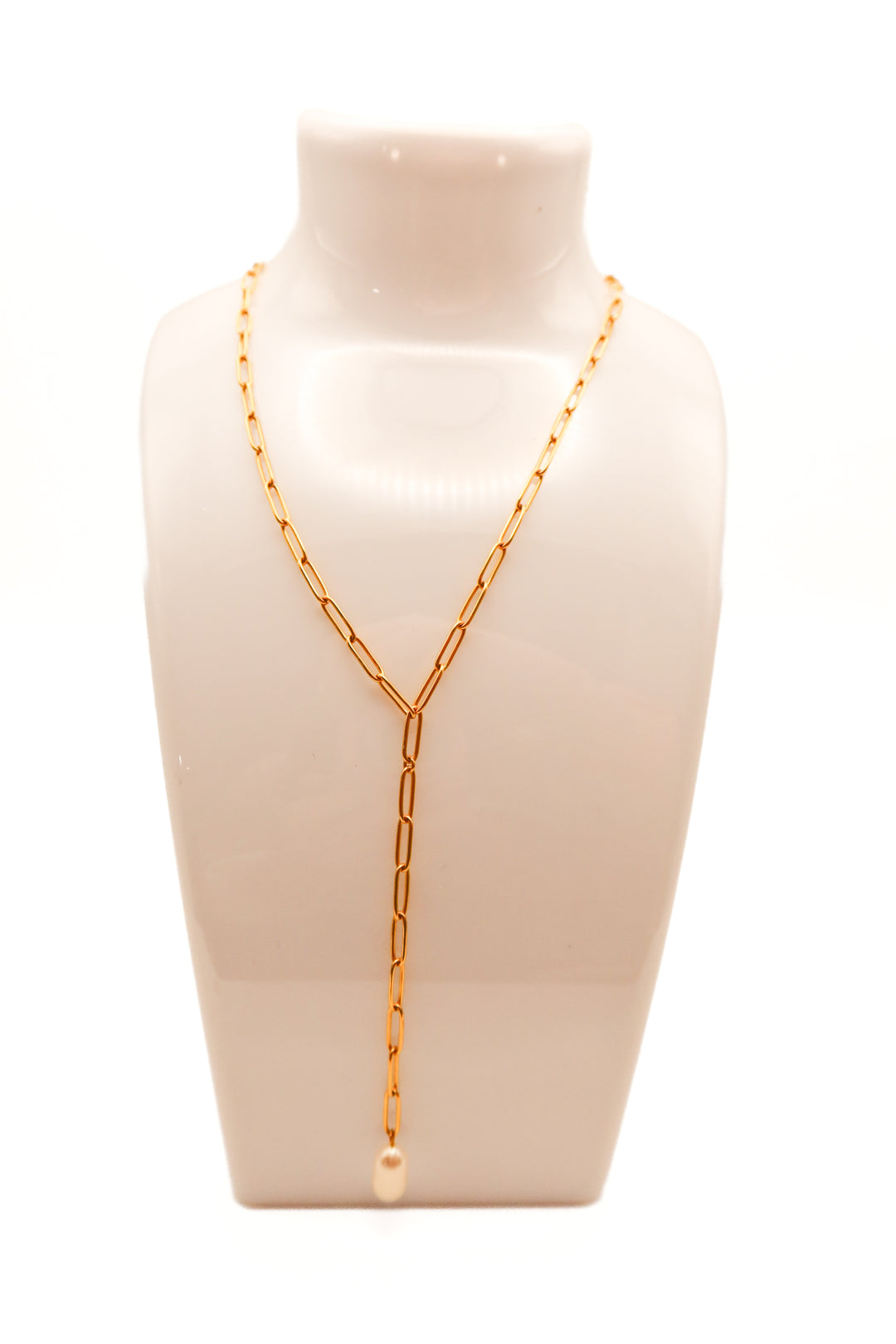 Gold chain necklace with pearl