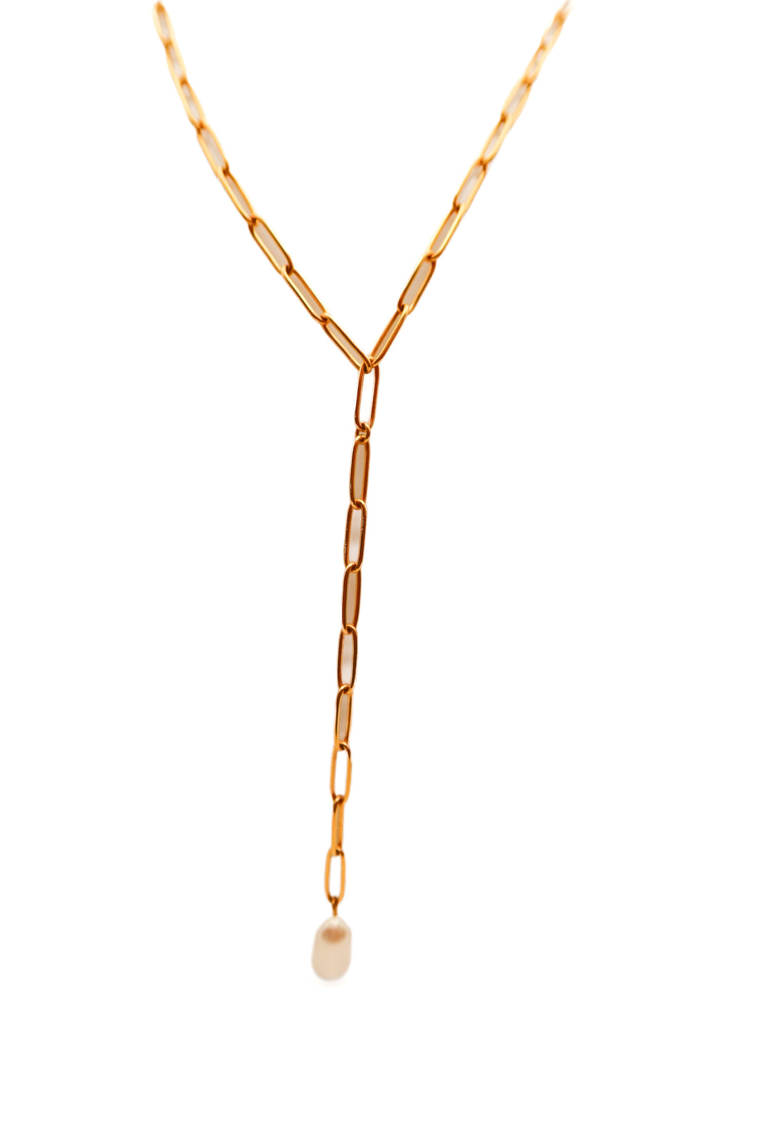 Gold chain necklace with pearl