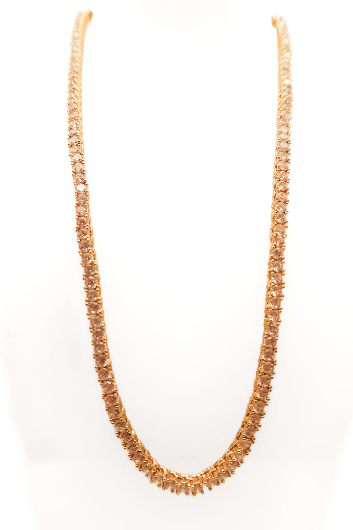Gold and crystal chain necklace