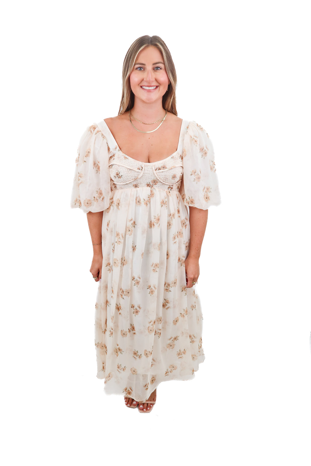 Worth Collective cream floral dress (M; retail $128)