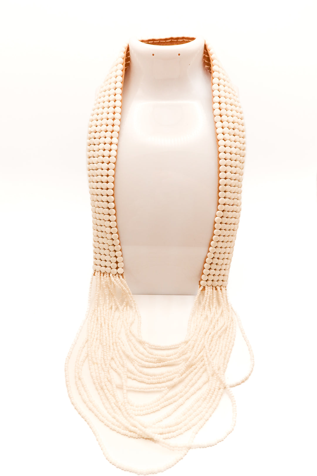 Leather beaded layered necklace