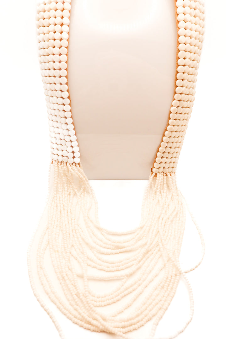 Leather beaded layered necklace