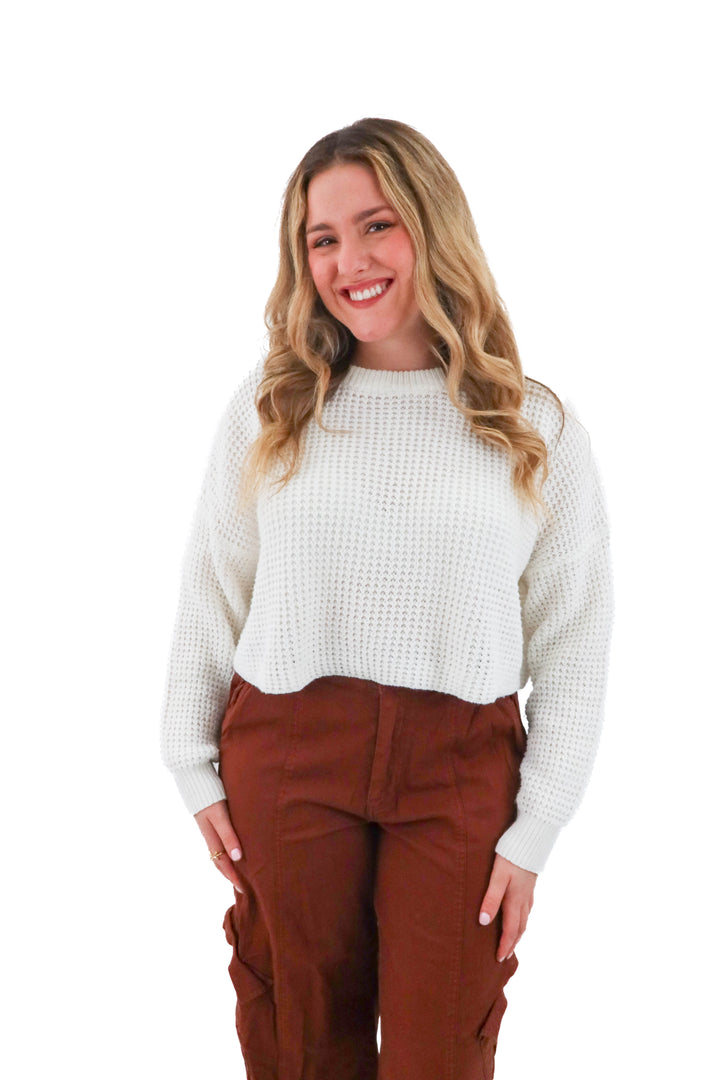 missguided white cropped sweater (10/12; retail $50)