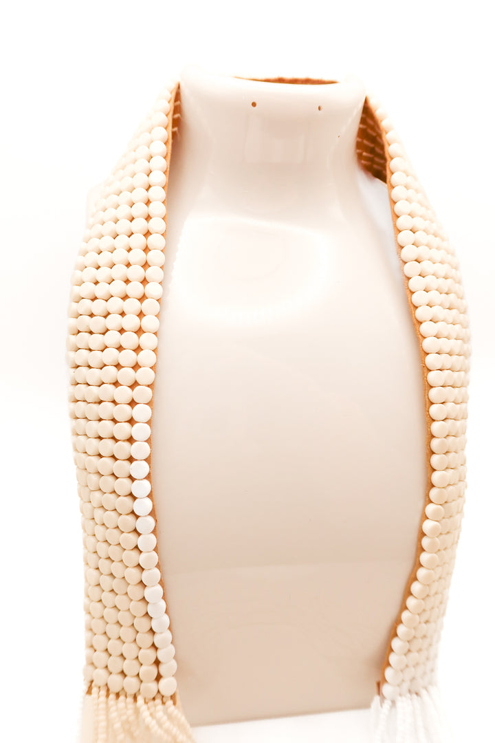 Leather beaded layered necklace