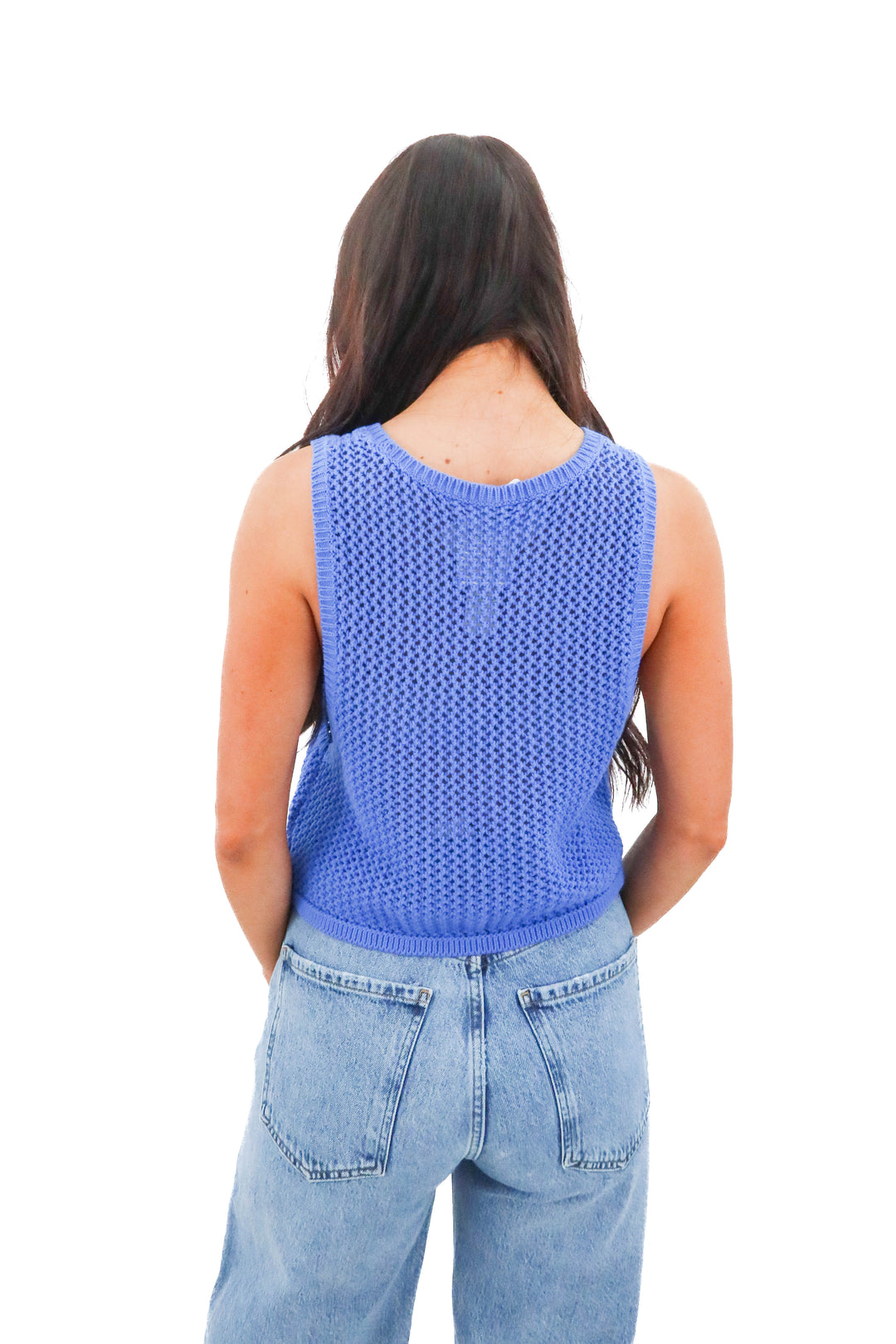 offline by aerie blue crochet tank (m)