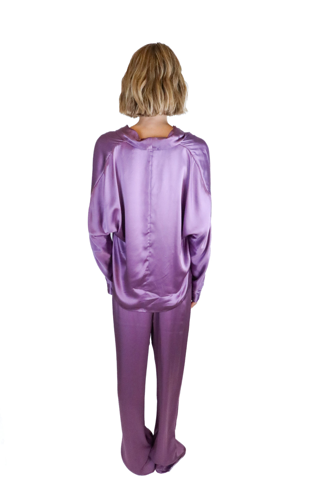 The Sei Purple Satin Open Front Tie Top & Pant Set NWT (2; retail $1,208)