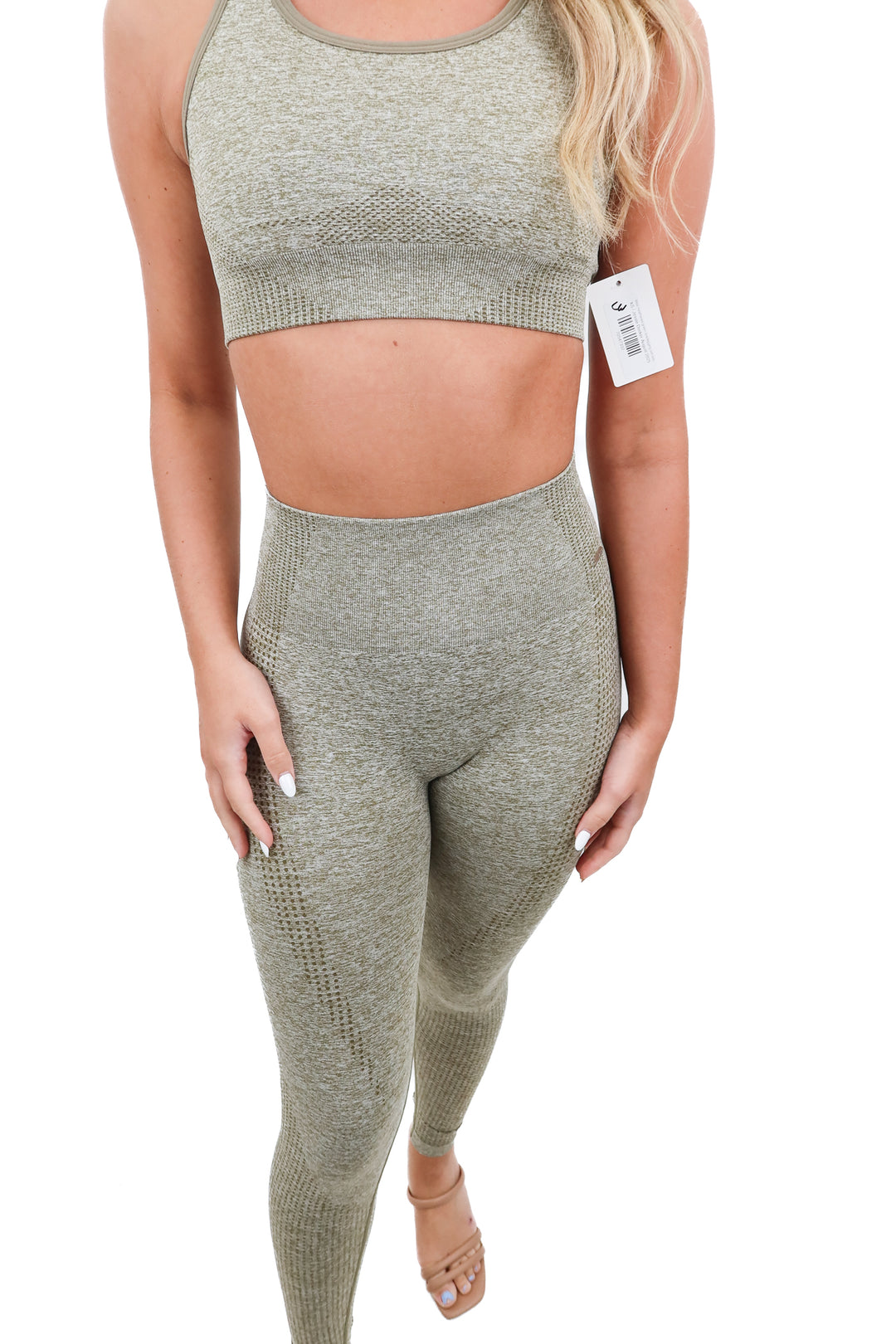 lilias heathered green bra/legging set (xs)