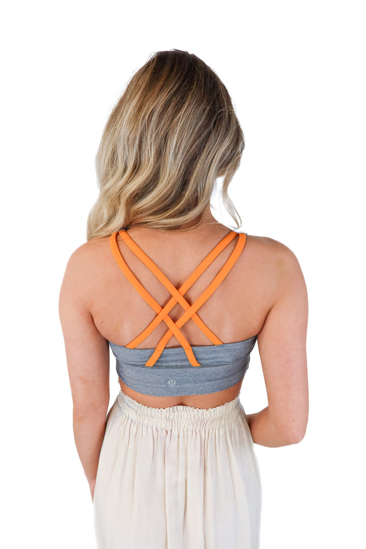 Lululemon grey/orange sports bra (s*)